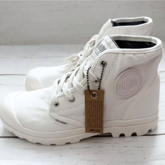 Palladium White Chunky Lug Sole Y2K High Top Vegan Combat Boots Sneakers Shoes - Picture 10 of 16
